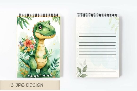 Download 3 Cute Watercolor Dinosaur and Flowers - Watercolor Collection
