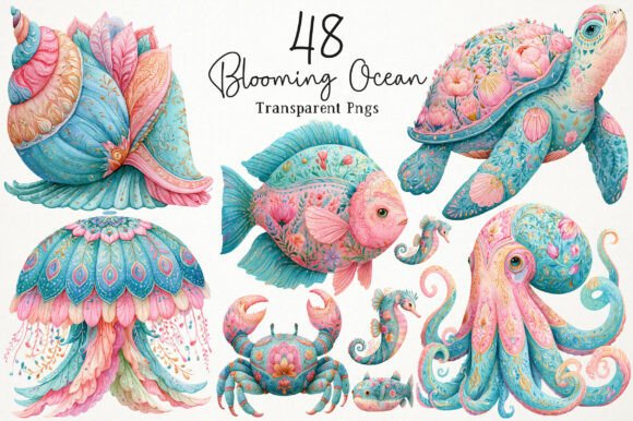 Download Watercolor Blooming Ocean PNG Clipart - Watercolor Collection