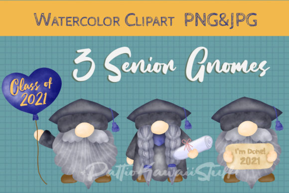 Download Watercolor Senior Gnomes Graduation 2021 - Watercolor Collection