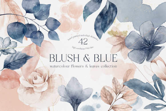 Download Blush and Blue Leaves Florals Watercolor - Watercolor Collection