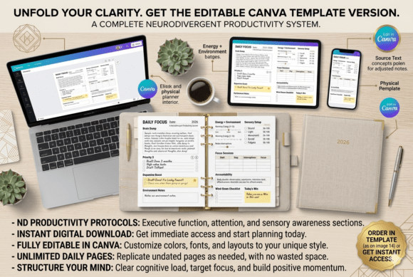 Download Canva Template Version ADHD Daily Focus - Template Collection