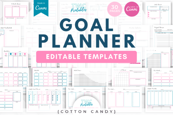 Download Goal Planner Canva Templates | COTTON CA - Template Collection