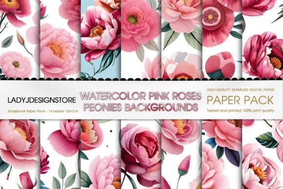 Download Watercolor Pink  Seamless Roses - Watercolor Collection