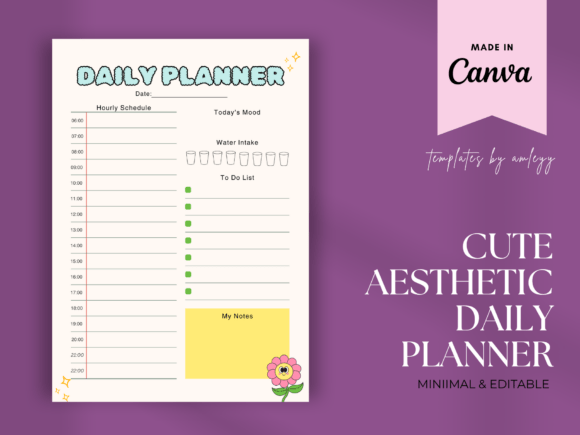 Download Cute Daily Planner Template for Canva - Template Collection