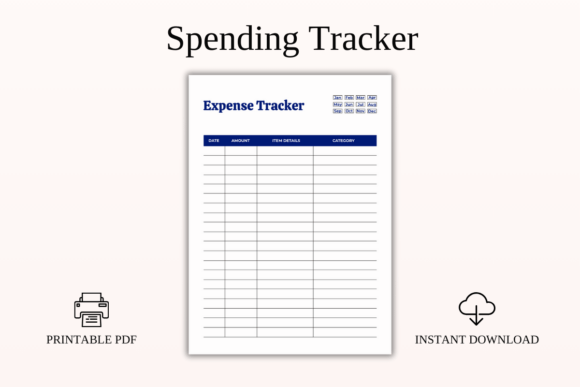 Download Spending Tracker Printable PDF Template - Template Collection