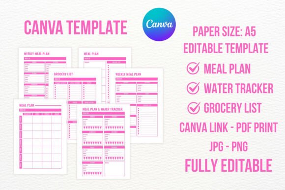 Download Canva Template Meal Plan &amp; Grocery List - Template Collection