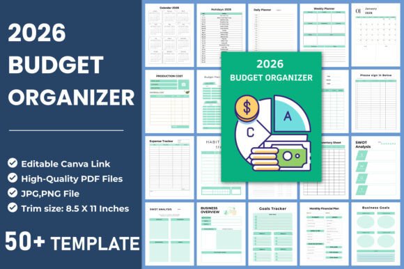 Download 2026 Budget Organizer Canva Template - Template Collection
