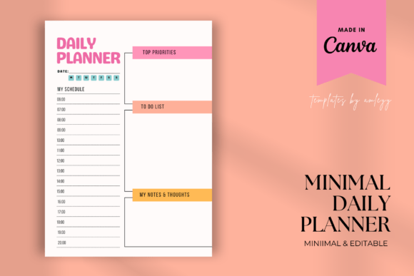 Download Minimal Daily Planner Template | Canva - Template Collection