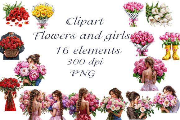 Download Watercolor Sublimation Flowers and Girls - Watercolor Collection