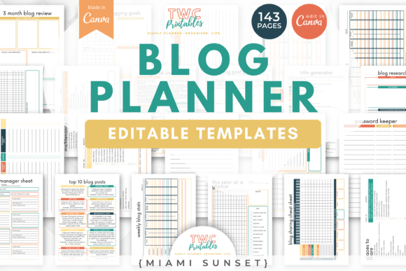 Download Blog Planner Canva Templates | MIAMI - Template Collection