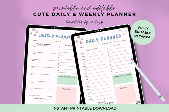 Download Cute Daily &amp; Weekly Planner Template - Template Collection