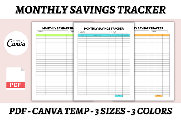 Download Monthly Savings Tracker Canva Template - Template Collection