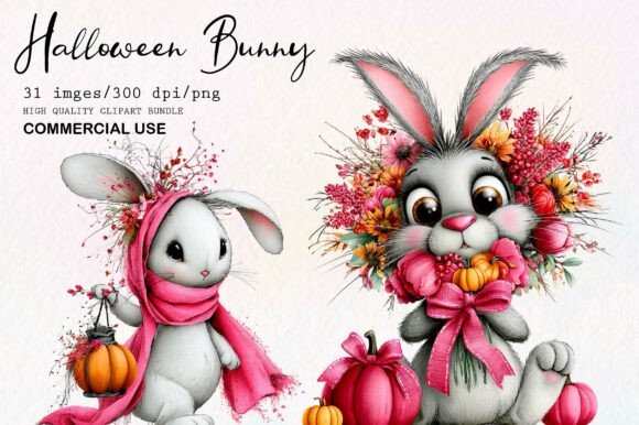 Download Pink Halloween Bunny Clipart Bundle - Premium Bundle