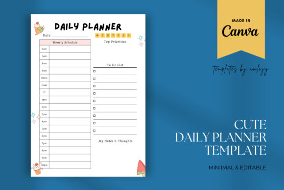 Download Cute Daily Planner Template Canva - Template Collection