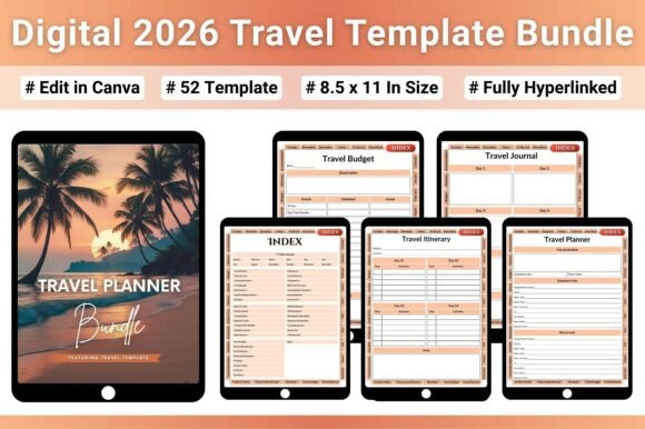 Download Digital 2026 Travel Template Bundle - Template Collection