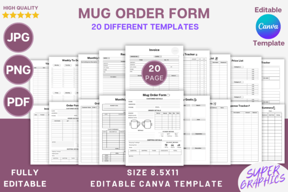 Download Editable Mug Order Form Canva Template - Template Collection