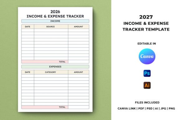 Download 2027 Income &amp; Expenses Tracker Template - Template Collection