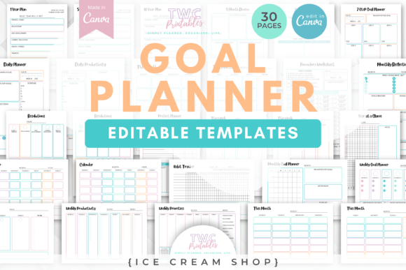 Download Goal Planner Canva Templates | ICE CREAM - Template Collection