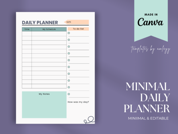 Download Minimal Daily Planner Template Canva - Template Collection