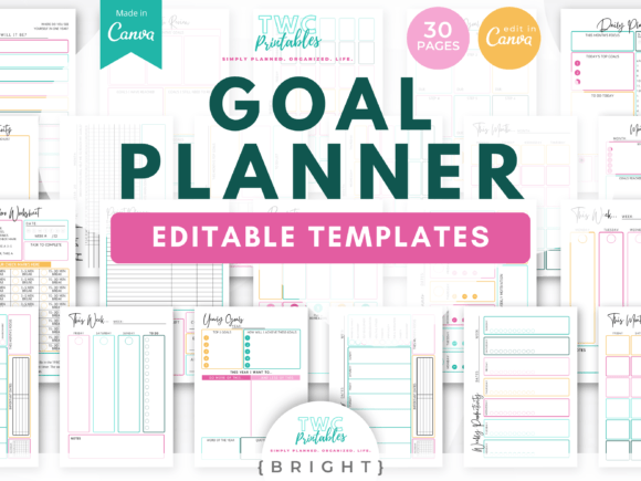 Download Goal Planner Canva Templates | BRIGHT - Template Collection