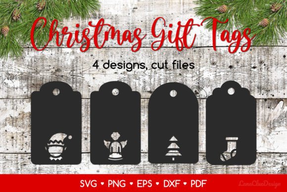 Download 4 Christmas Gift Tag Templates SVG - Template Collection