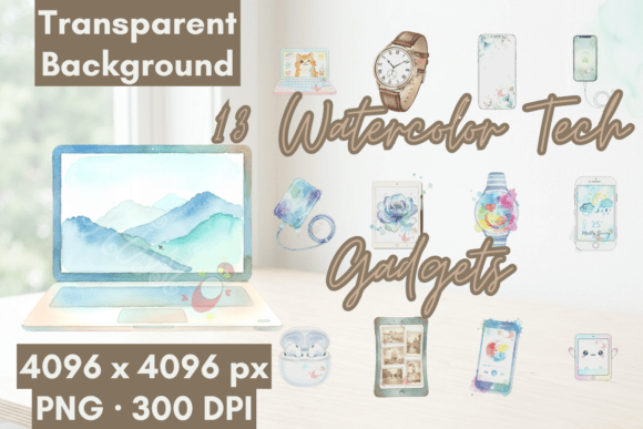 Download Watercolor Tech Gadgets PNG Bundle - Watercolor Collection