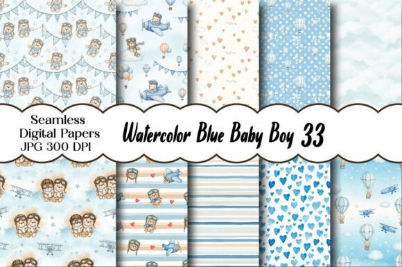 Download Watercolor Blue Baby Boy Pattern - Watercolor Collection