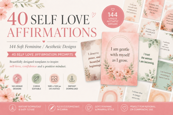 Download Self Love Affirmations Canva Template - Template Collection