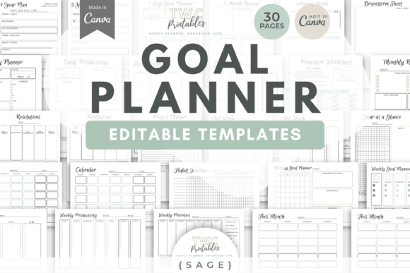 Download Goal Planner Canva Templates | SAGE - Template Collection