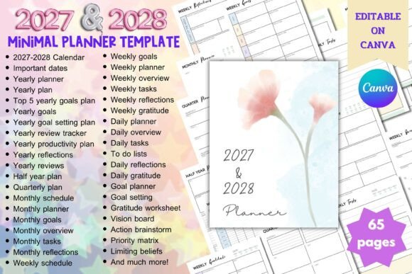 Download 2027-2028 Minimal Planner Canva Template - Template Collection