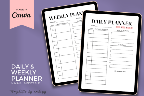Download Minimal Daily &amp; Weekly Planner Template - Template Collection