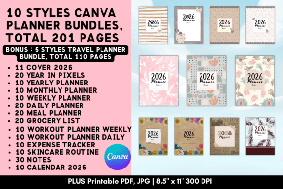 Download Printable Canva Planner Template Bundles - Template Collection
