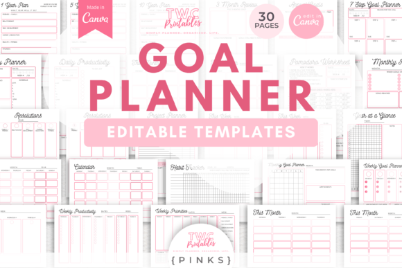 Download Goal Planner Canva Templates | PINKS - Template Collection