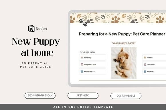Download Notion Template Puppy Pet Care Planner - Template Collection