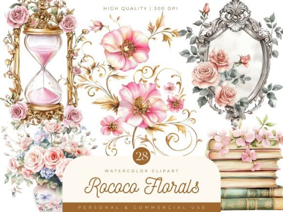 Download Watercolor Rococo Florals Clipart - Watercolor Collection