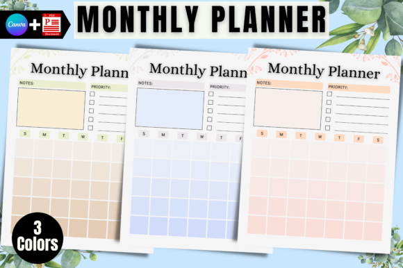 Download Monthly Planner Printable Canva Template - Template Collection